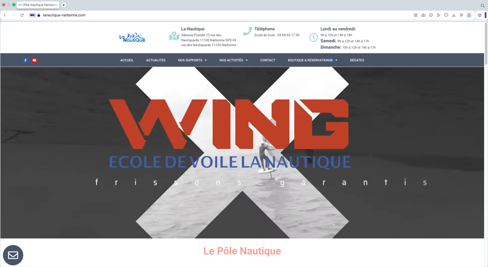 le site de l'école de voile de la Nautique